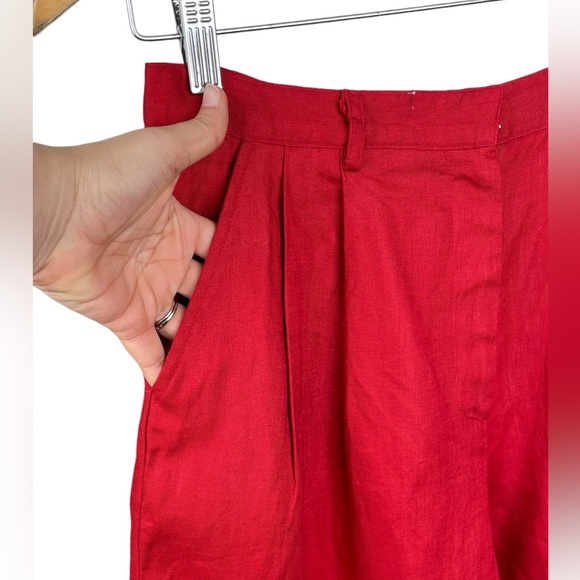 Red Linen Bermuda shorts sizes 10, summer linens Bermudas, sizes large - Picture 2 of 8